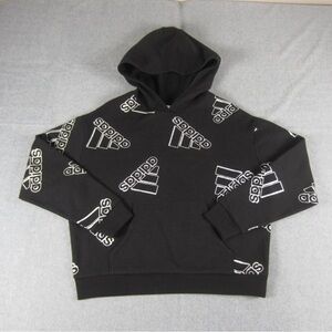 Adidas Black Hoodie with silver Logo Pattern